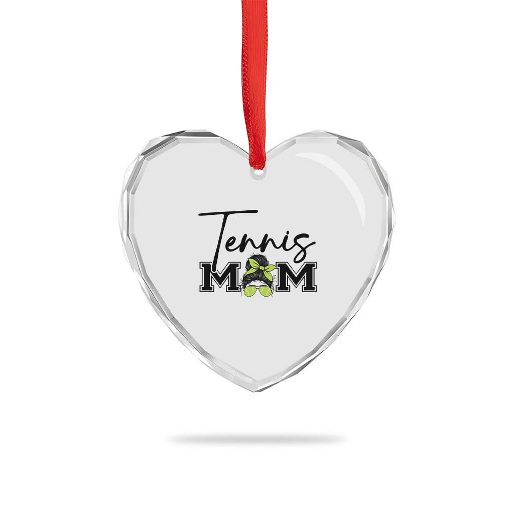 Funny Tennis Player Gift For Tennis Mom Heart Crystal Glass Ornament - Wonder Print Shop
