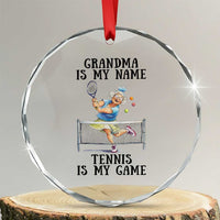 Funny Tennis Quote Crystal Glass Ornament Grandma Is My Name Tennis Is My Game - Wonder Print Shop
