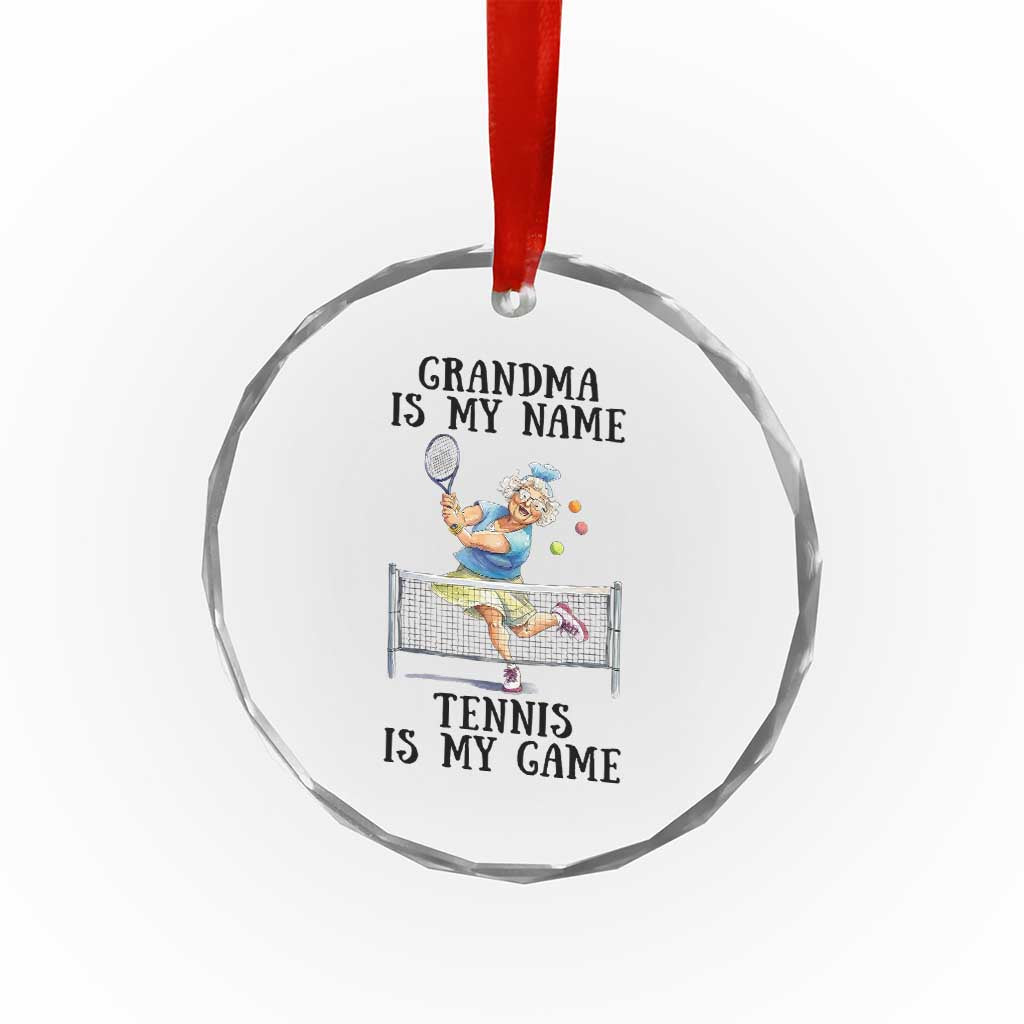 Funny Tennis Quote Crystal Glass Ornament Grandma Is My Name Tennis Is My Game - Wonder Print Shop