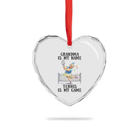 Funny Tennis Quote Heart Crystal Glass Ornament Grandma Is My Name Tennis Is My Game - Wonder Print Shop
