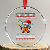 Funny Tennis Ugly Christmas Gingerbread Player Gift Crystal Glass Ornament Deck The Courts With Serves And Volleys - Wonder Print Shop