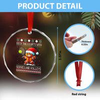 Funny Tennis Ugly Christmas Gingerbread Player Gift Crystal Glass Ornament Deck The Courts With Serves And Volleys - Wonder Print Shop