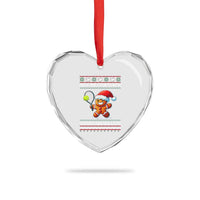 Funny Tennis Ugly Christmas Gingerbread Player Gift Heart Crystal Glass Ornament Deck The Courts With Serves And Volleys - Wonder Print Shop