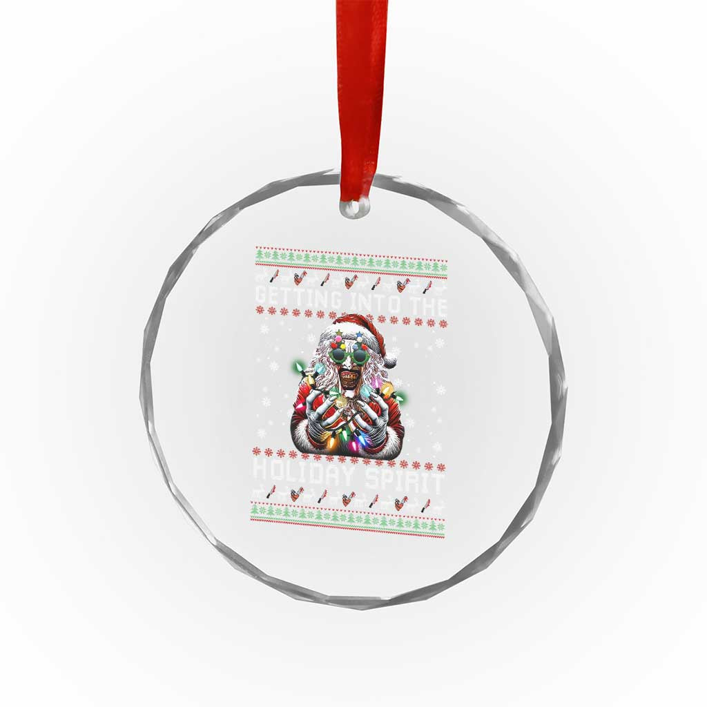 Funny Terrifier Christmas Santa Crystal Glass Ornament Getting Into The Holiday Spirit Horror Movie - Wonder Print Shop