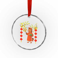 Funny Tet Holiday Crystal Glass Ornament Cute Horse In Ao Dai - Wonder Print Shop