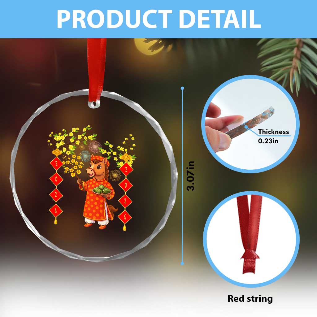 Funny Tet Holiday Crystal Glass Ornament Cute Horse In Ao Dai - Wonder Print Shop