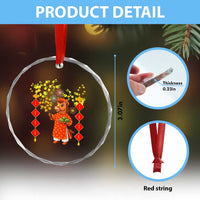Funny Tet Holiday Crystal Glass Ornament Cute Horse In Ao Dai - Wonder Print Shop