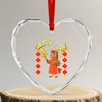 Funny Tet Holiday Heart Crystal Glass Ornament Cute Horse In Ao Dai - Wonder Print Shop