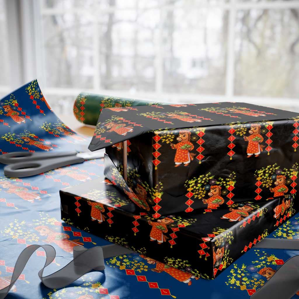 Funny Tet Holiday Wrapping Paper Roll Cute Horse In Ao Dai - Wonder Print Shop