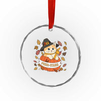 Funny Thanksgiving Cat Lover Crystal Glass Ornament Purritans Pilgrim Puritans Hat - Wonder Print Shop