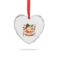 Funny Thanksgiving Cat Lover Heart Crystal Glass Ornament Purritans Pilgrim Puritans Hat - Wonder Print Shop