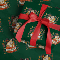 Funny Thanksgiving Cat Lover Wrapping Paper Roll Purritans Pilgrim Puritans Hat - Wonder Print Shop