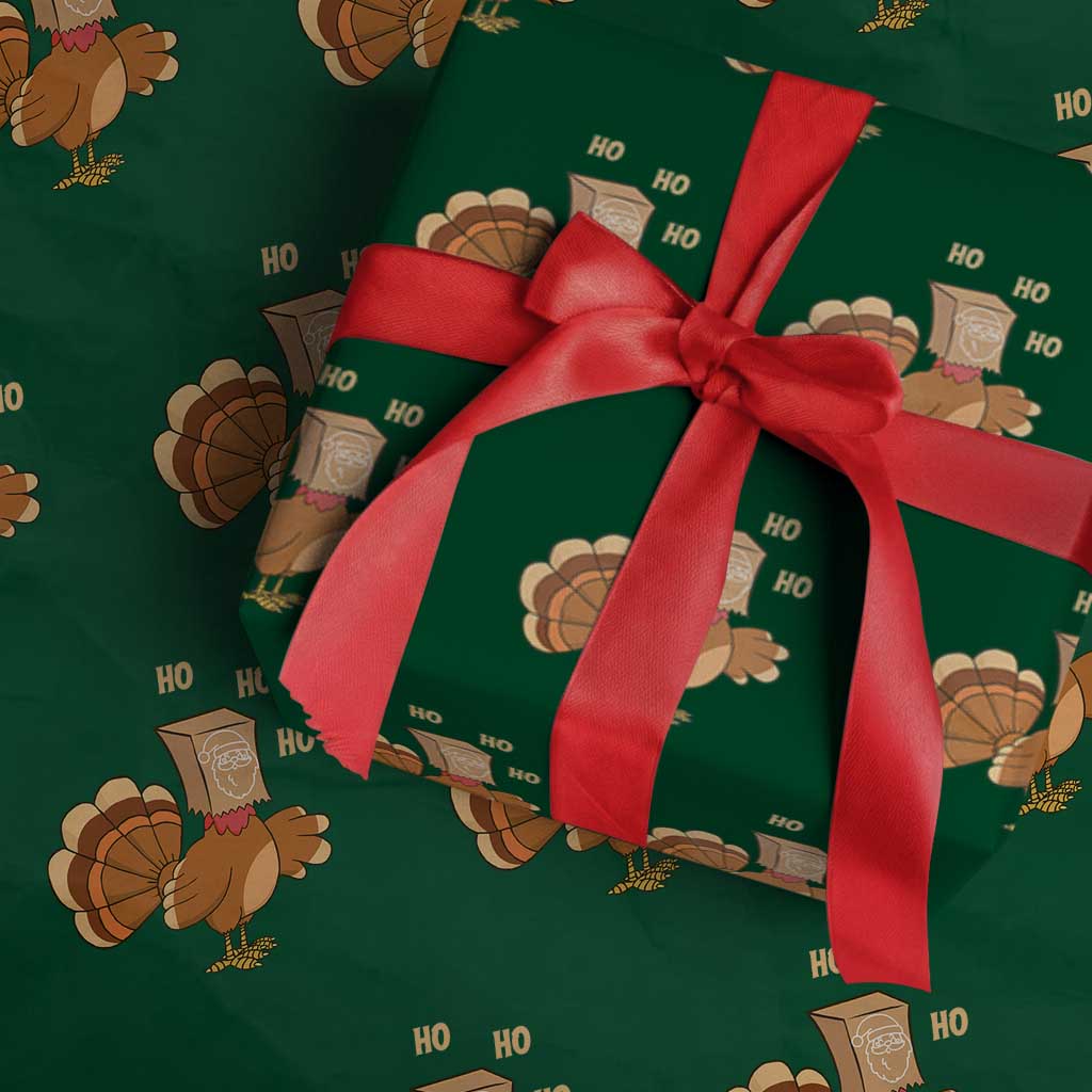 Funny Thanksgiving Christmas Triple Ho Santa Turkey Wrapping Paper Roll - Wonder Print Shop