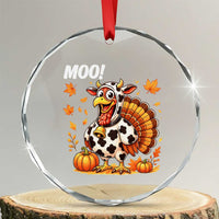 Funny Thanksgiving Crystal Glass Ornament Turkey Moo - Wonder Print Shop