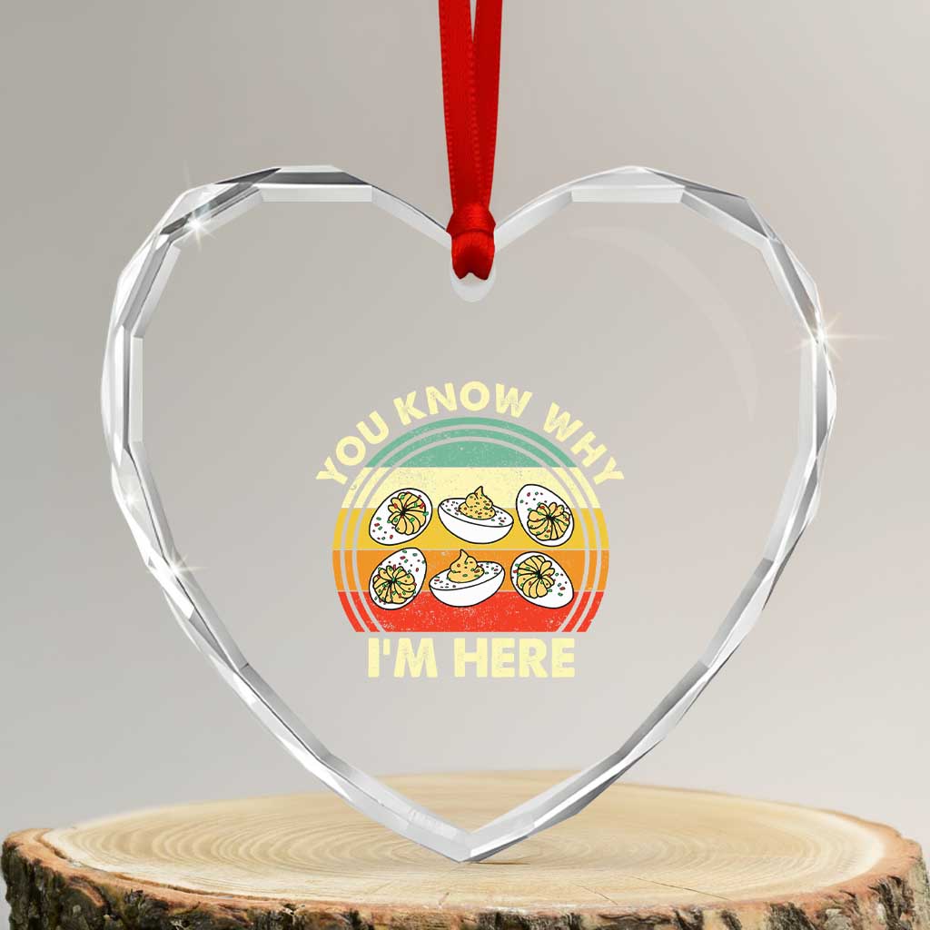 Funny Thanksgiving Deviled Eggs Heart Crystal Glass Ornament You Know Why I Am Here Easter Day - Wonder Print Shop
