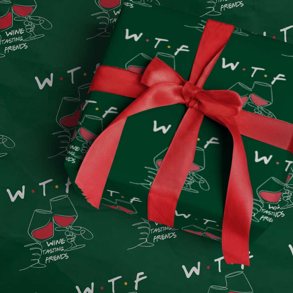 Funny Thanksgiving Friendsgiving Wrapping Paper Roll WTF Wine Tasting Friends - Wonder Print Shop