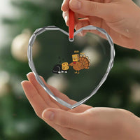 Funny Thanksgiving Heart Crystal Glass Ornament Turkey Fake Cat Meow - Wonder Print Shop