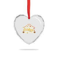 Funny Thanksgiving Ice Hockey Gift Heart Crystal Glass Ornament Lets Talk Turkey On The Ice - Wonder Print Shop