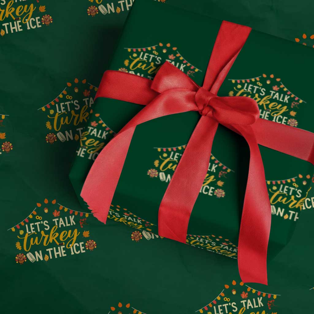 Funny Thanksgiving Ice Hockey Gift Wrapping Paper Roll Lets Talk Turkey On The Ice - Wonder Print Shop