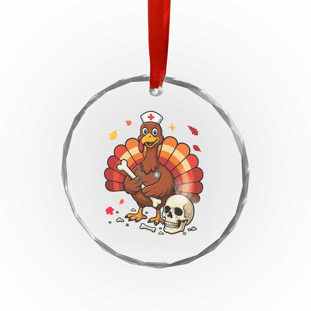 Funny Thanksgiving Nurse Turkey Crystal Glass Ornament Fall RN - Wonder Print Shop