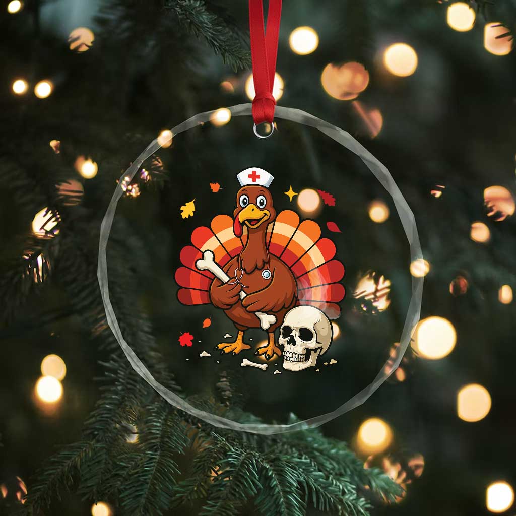 Funny Thanksgiving Nurse Turkey Crystal Glass Ornament Fall RN - Wonder Print Shop