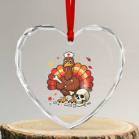 Funny Thanksgiving Nurse Turkey Heart Crystal Glass Ornament Fall RN - Wonder Print Shop