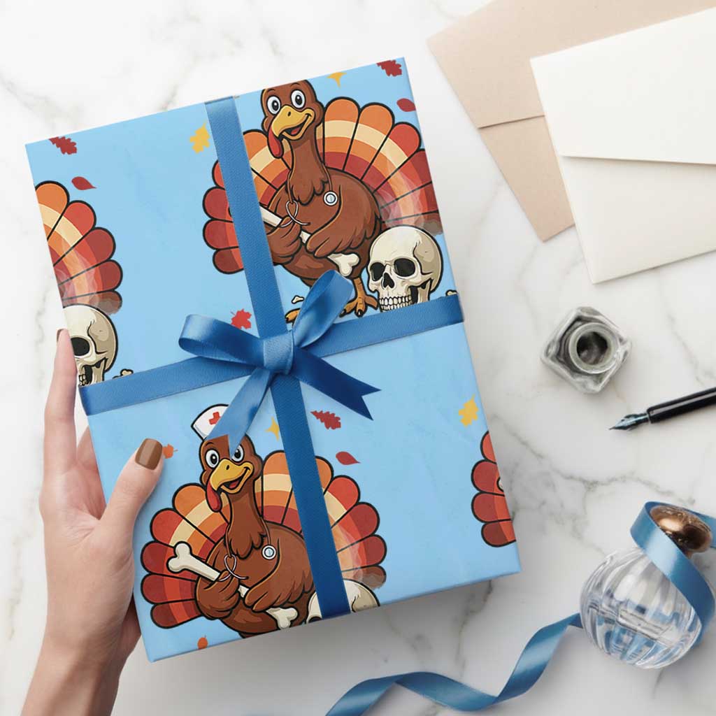 Funny Thanksgiving Nurse Turkey Wrapping Paper Roll Fall RN - Wonder Print Shop