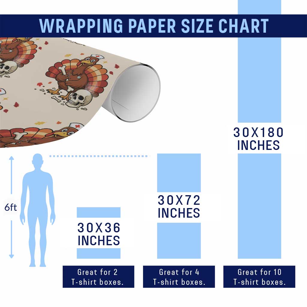 Funny Thanksgiving Nurse Turkey Wrapping Paper Roll Fall RN - Wonder Print Shop