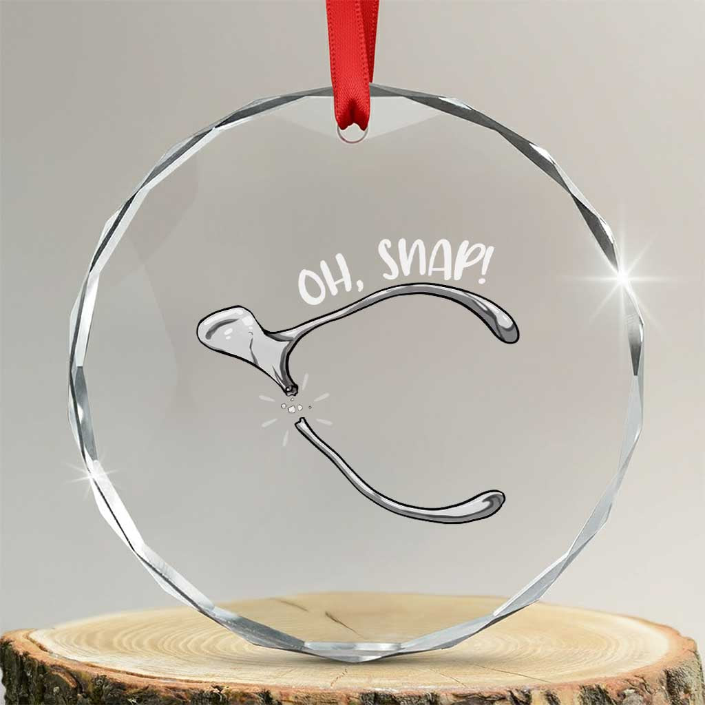 Funny Thanksgiving Oh Snap Crystal Glass Ornament Turkey Wishbone - Wonder Print Shop