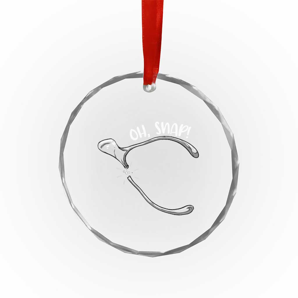 Funny Thanksgiving Oh Snap Crystal Glass Ornament Turkey Wishbone - Wonder Print Shop