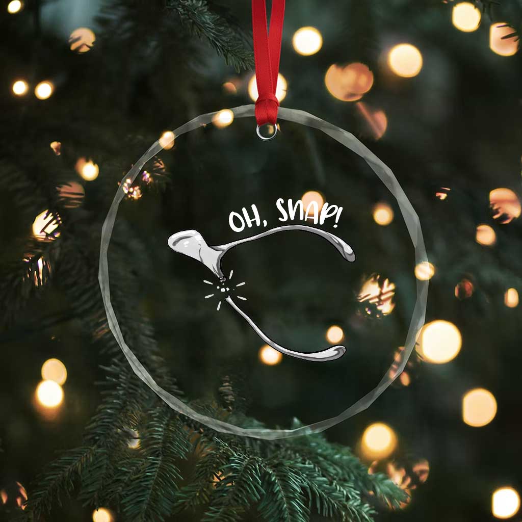 Funny Thanksgiving Oh Snap Crystal Glass Ornament Turkey Wishbone - Wonder Print Shop
