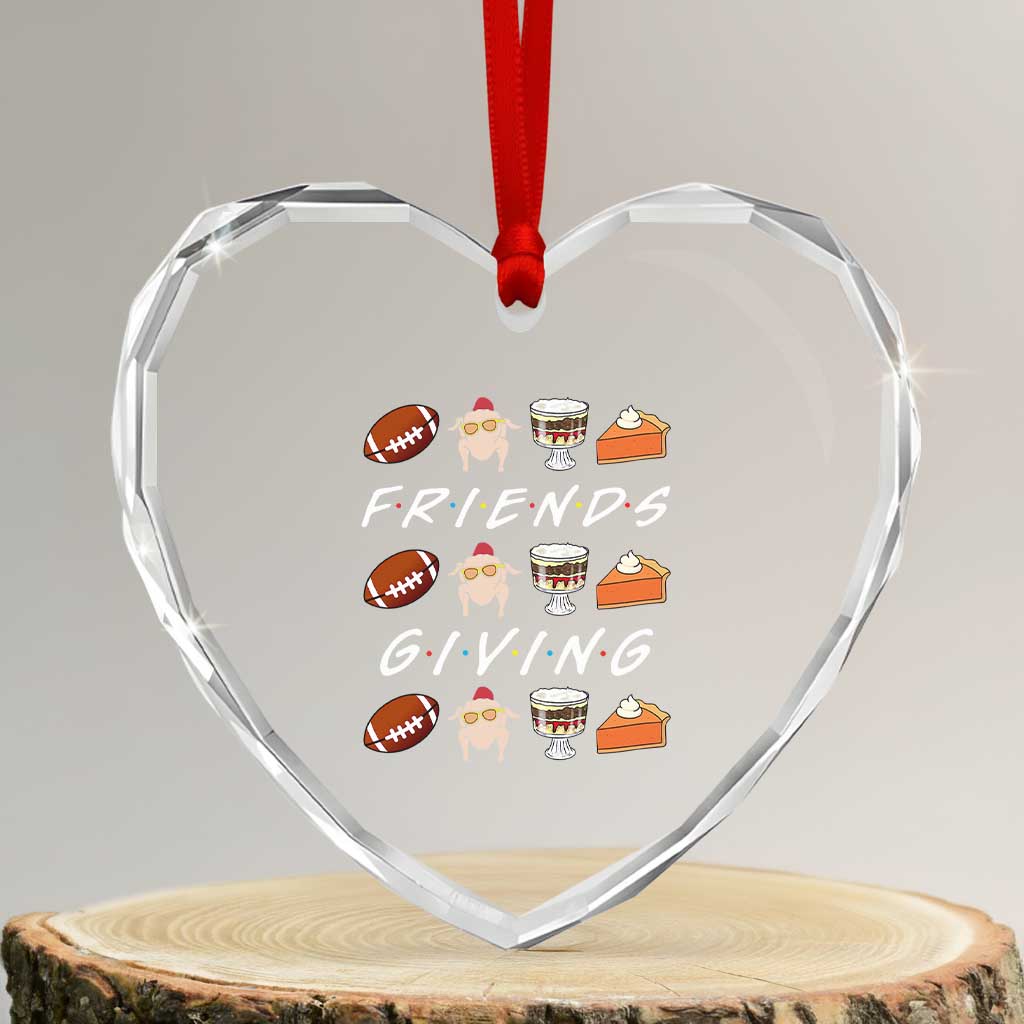 Funny Thanksgiving Thankful Friends Giving Party Heart Crystal Glass Ornament - Wonder Print Shop