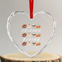 Funny Thanksgiving Thankful Friends Giving Party Heart Crystal Glass Ornament - Wonder Print Shop