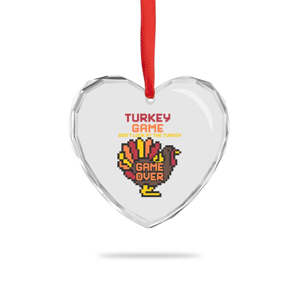 Funny Thanksgiving Turkey Heart Crystal Glass Ornament Turkey Game Dont Look At The Turkey - Wonder Print Shop