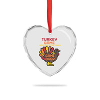 Funny Thanksgiving Turkey Heart Crystal Glass Ornament Turkey Game Dont Look At The Turkey - Wonder Print Shop