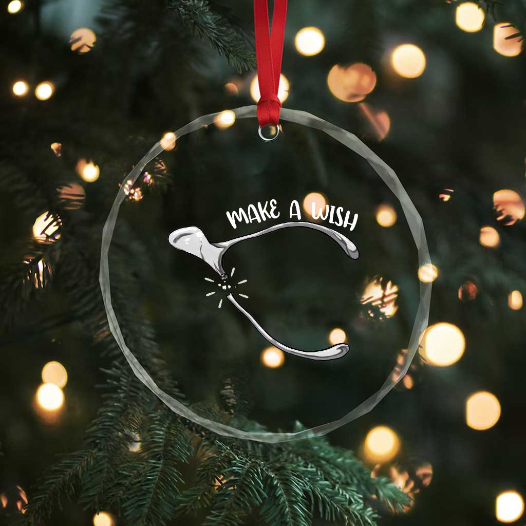 Funny Thanksgiving Turkey Wishbone Crystal Glass Ornament Make A Wish Chicken Turkey - Wonder Print Shop