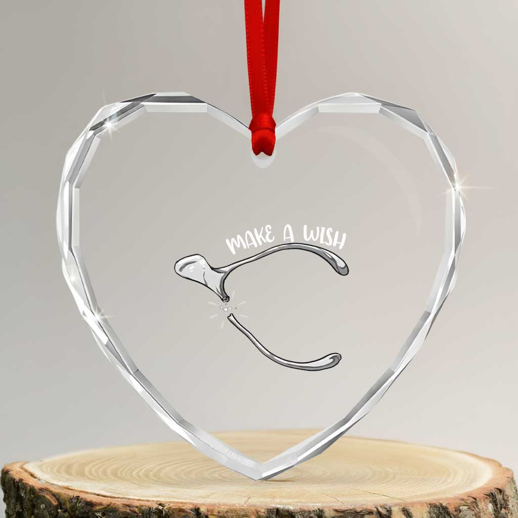 Funny Thanksgiving Turkey Wishbone Heart Crystal Glass Ornament Make A Wish Chicken Turkey - Wonder Print Shop