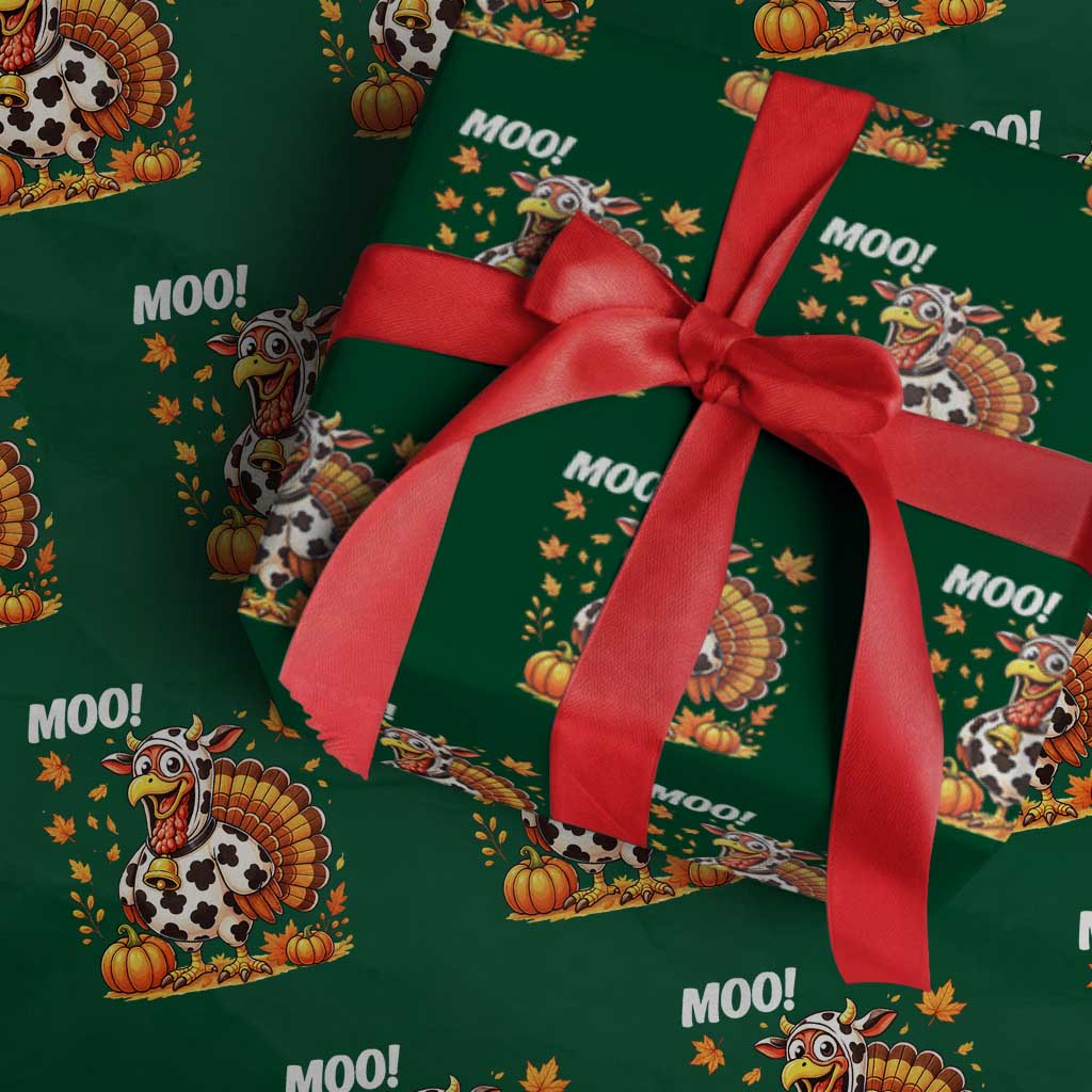 Funny Thanksgiving Wrapping Paper Roll Turkey Moo - Wonder Print Shop