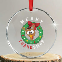 Funny Thanksgiving Xmas Crystal Glass Ornament Merry Thanksmas Turkey Reindeer Antler TS11