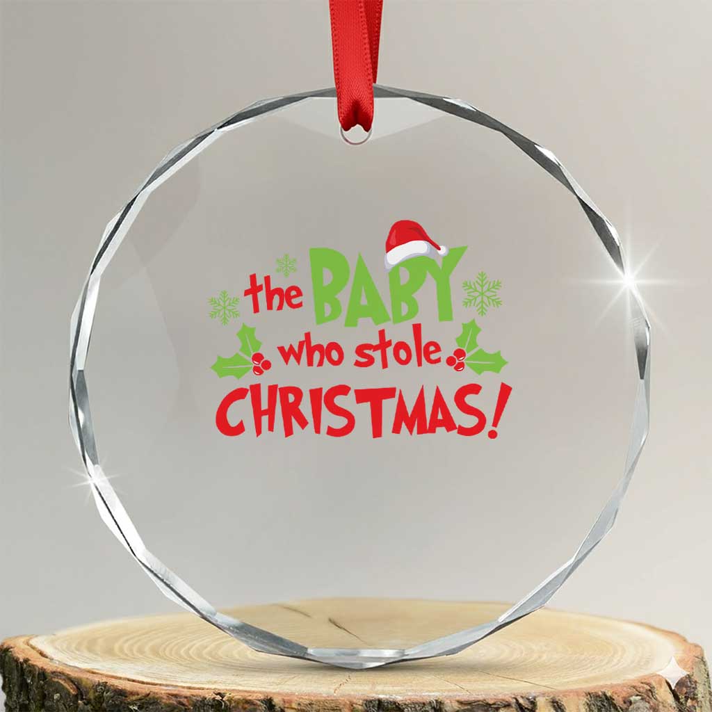 Funny The Baby Who Stole Xmas Crystal Glass Ornament First Xmas Santa Hat Mistletoe TS11