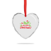 Funny The Baby Who Stole Xmas Heart Crystal Glass Ornament First Xmas Santa Hat Mistletoe - Wonder Print Shop