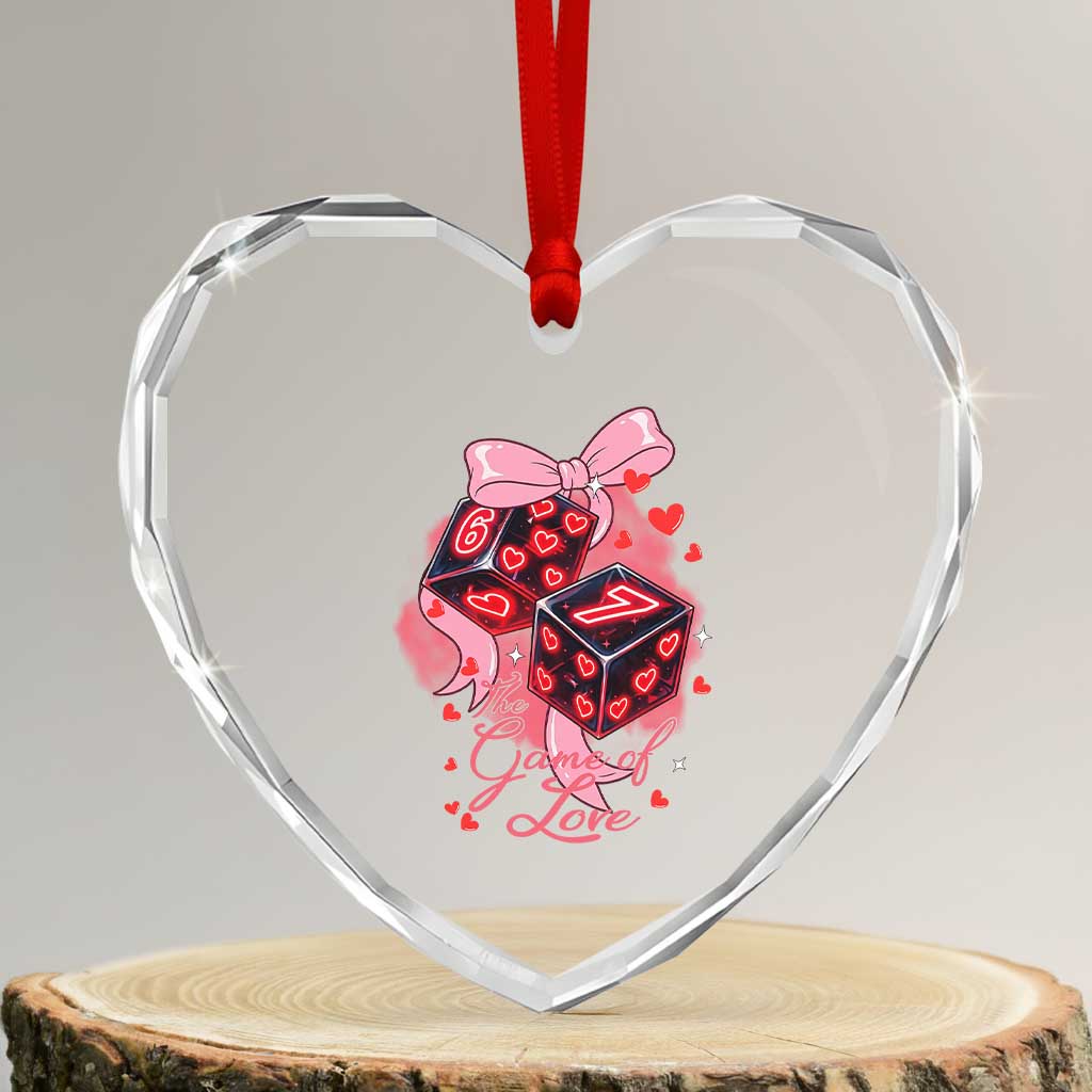 Funny The Game Of Love Six Seven Dice Meme Heart Crystal Glass Ornament
