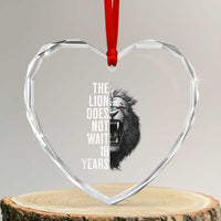 Funny The Lion Does Not Wait 18 Years Heart Crystal Glass Ornament Lion Meme Gen Z Alpha - Wonder Print Shop