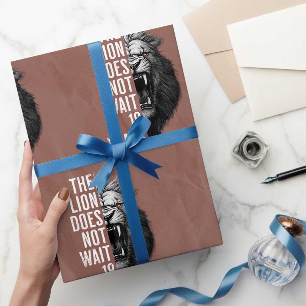 Funny The Lion Does Not Wait 18 Years Wrapping Paper Roll Lion Meme Gen Z Alpha - Wonder Print Shop