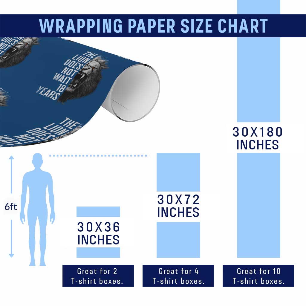 Funny The Lion Does Not Wait 18 Years Wrapping Paper Roll Lion Meme Gen Z Alpha - Wonder Print Shop