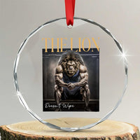 Funny The Lion Doesnt Wipe Crystal Glass Ornament Gen Z Joke Brainrot Raunchy Meme