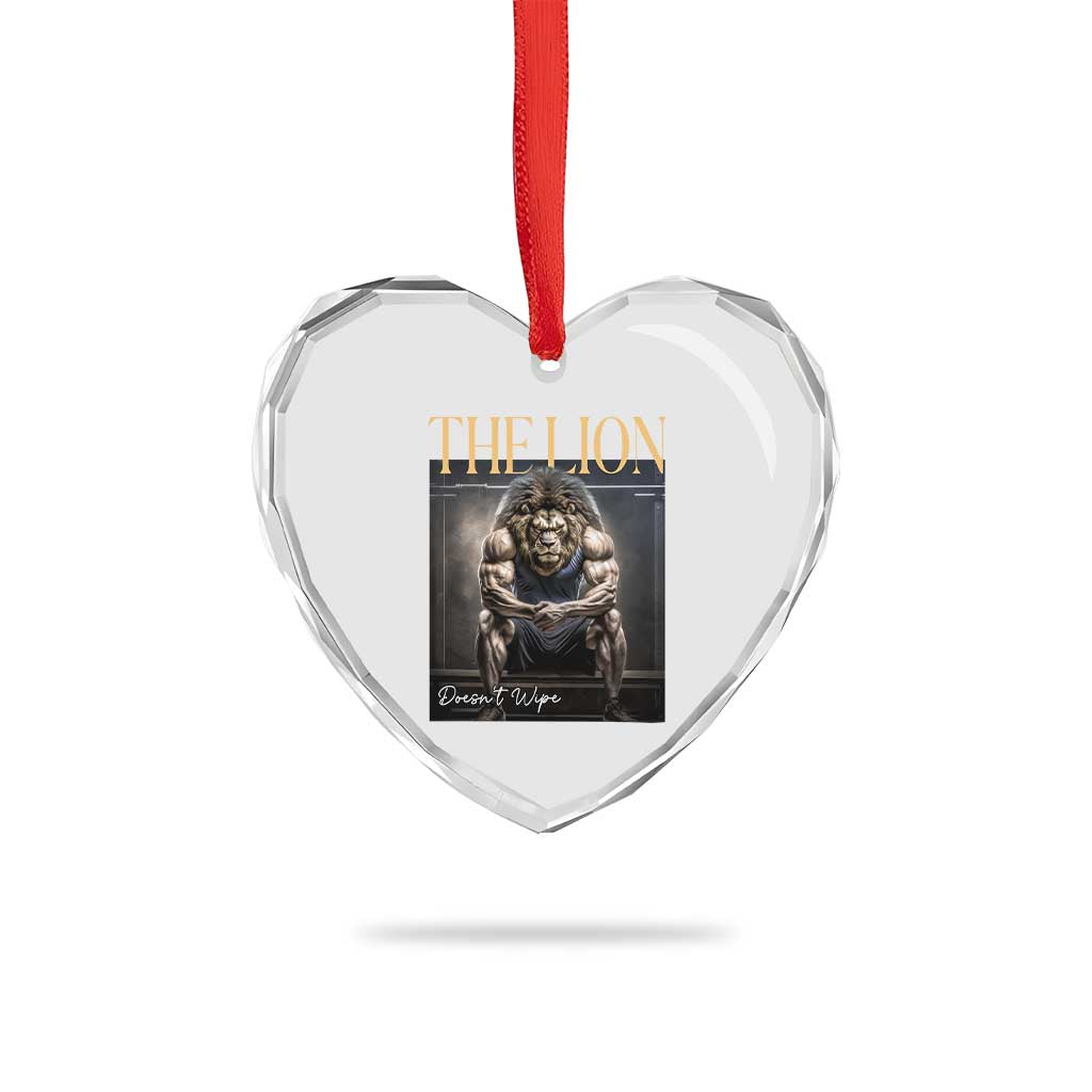 Funny The Lion Doesnt Wipe Heart Crystal Glass Ornament Gen Z Joke Brainrot Raunchy Meme