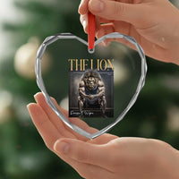 Funny The Lion Doesnt Wipe Heart Crystal Glass Ornament Gen Z Joke Brainrot Raunchy Meme