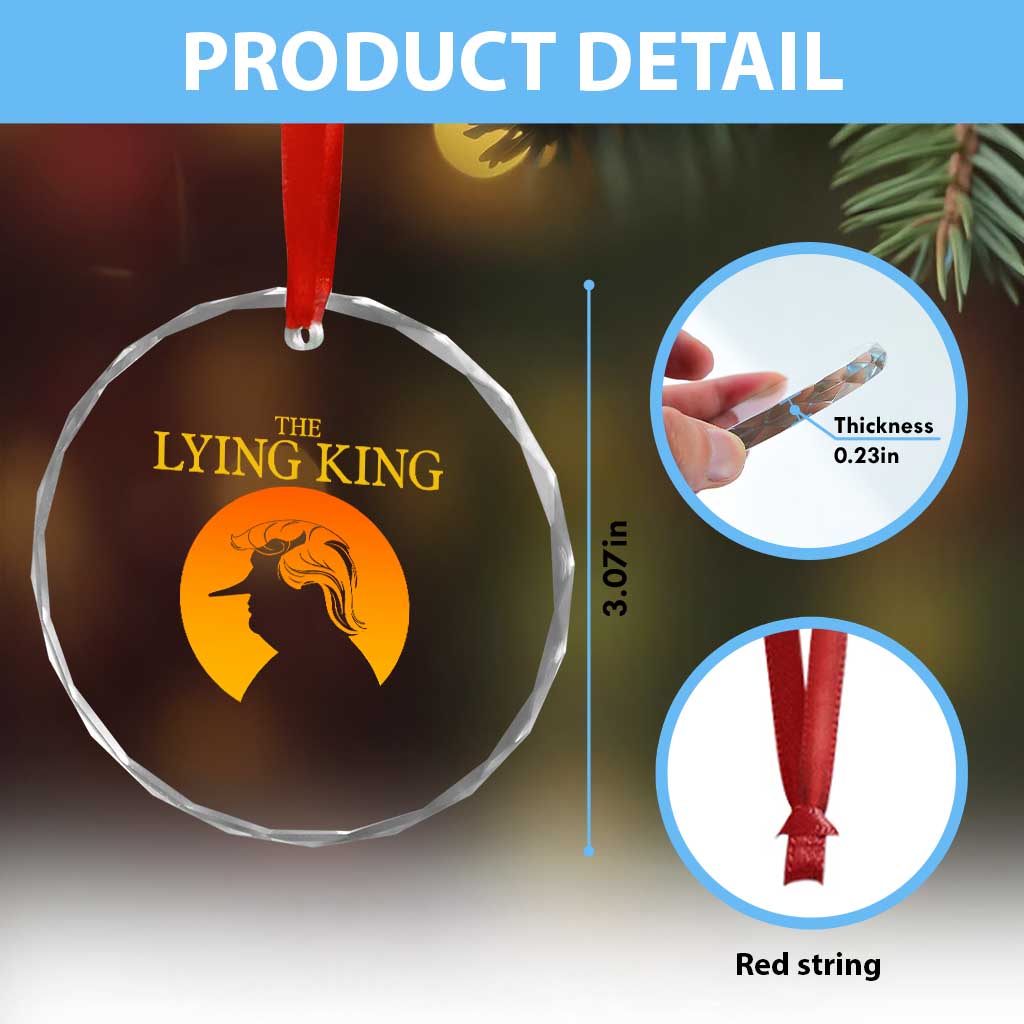 Funny The Lying King Long Nose Silhouette Crystal Glass Ornament Vintage Political Satire Statement Gift