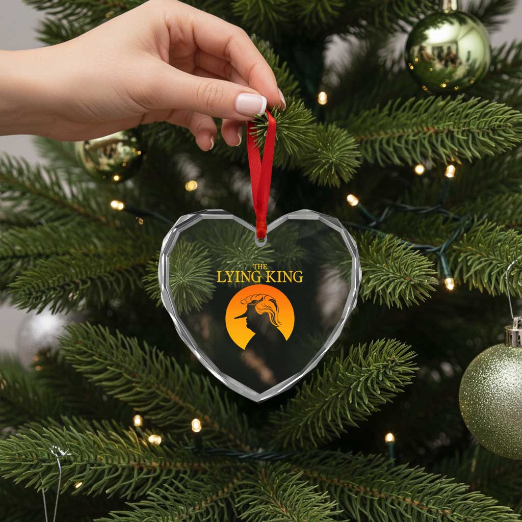 Funny The Lying King Long Nose Silhouette Heart Crystal Glass Ornament Vintage Political Satire Statement Gift